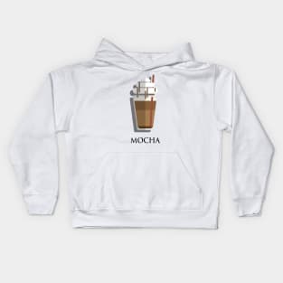 Iced Cold Mocha coffee with whipped cream front view flat design style Kids Hoodie